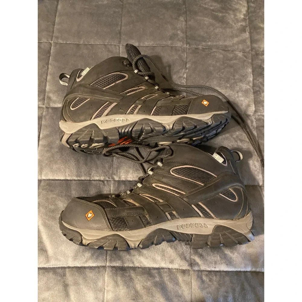 Merrell Work Moab Vertex Mid Waterproof Composite Toe Boots Black Mens 11.5 M